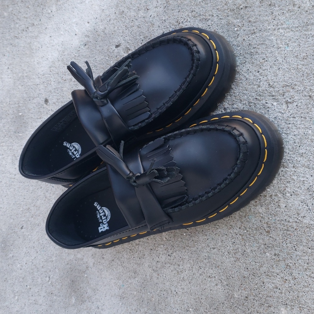Dr. Martens Adrian Quad Leather Platform Loafers Size 5 Grunge Punk Black